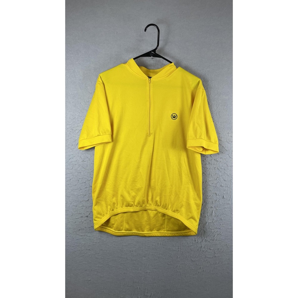 Canari Cycling Jersey Mens Medium Yellow Short‎ Sleeve 1/4 Zip Road Bike Top
